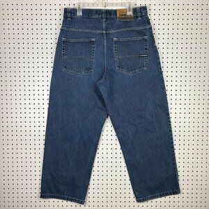 Southpole Wide Leg Baggy Y2K Blue‎ Jeans Sz 34x30 Logo Back Patch Streetwear 90s